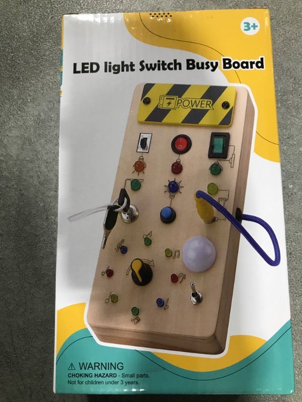 Photo 2 of Yewdrum Toddler Montessori Busy Board - Wooden Early Development Toys for Toddlers 2-4, Parent-Child Montessori Toys for 1+ Year Old, LED Light Switch Travel Sensory Toys for Toddlers 1-3