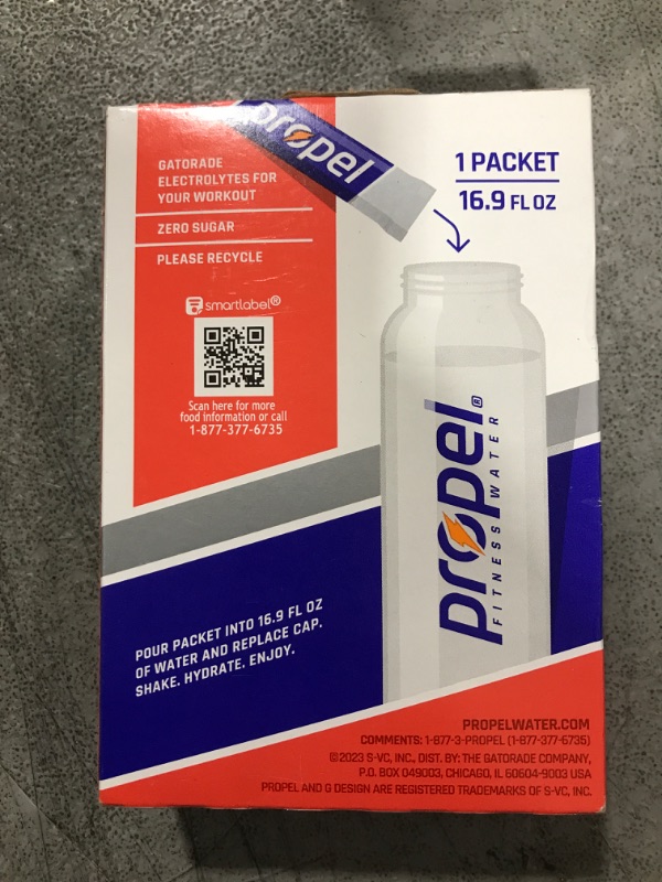 Photo 2 of Propel Water Beverage Powder Mix with Electrolytes and Vitamins, Watermelon, .08 Ounce Packets, 10 Count Watermelon 0.8 Ounce (Pack of 1)