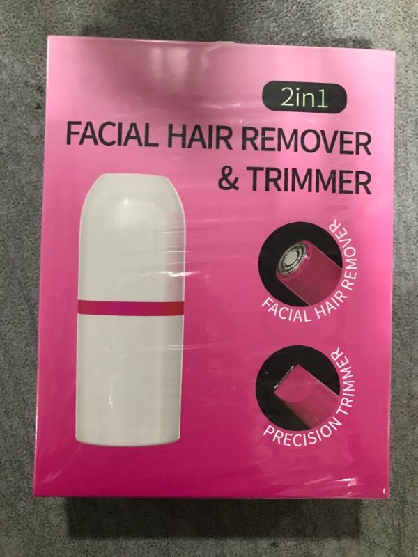 Photo 2 of Facial Hair Removal for Women, Hair Removal Device - UICINOY 2 in 1 Hair Remover Rechargeable Bikini Trimmer and Face Shaver for Legs, Arms, Lips, Chin Included 4 Replacement Heads(Pink)