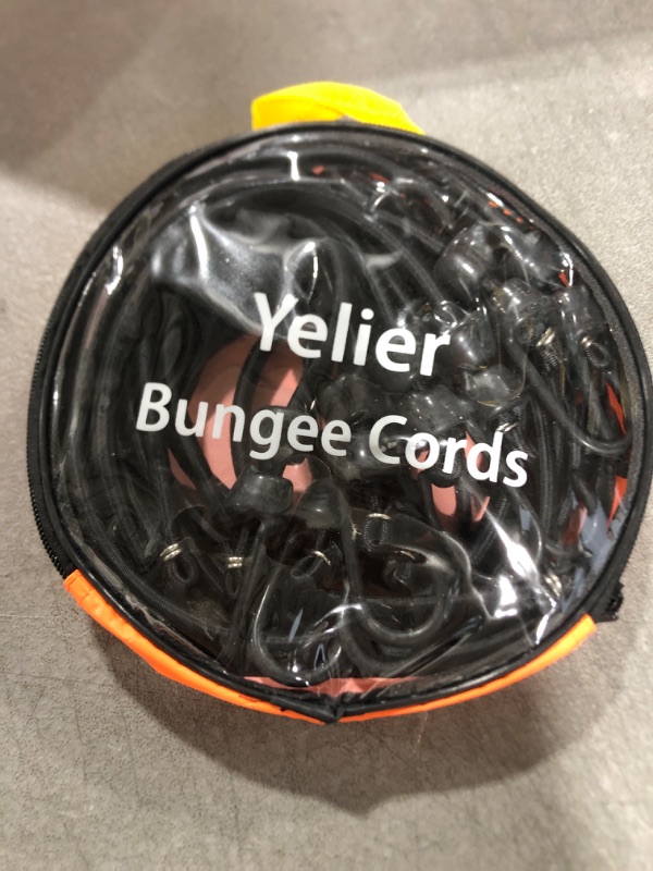 Photo 2 of YELIER Bungee Cord Black (Nylon, 5/16" * 10pcs), Heavy Duty Bungee Cord with Hooks, Multifunctional Bungee Cord with Hooks. Nylon Silk.