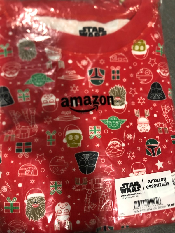 Photo 2 of Amazon Essentials Disney | Marvel | Star Wars | Princess Boys' Snug-Fit Cotton Pajamas, Star Wars Holiday - Mens Snug-fit, XX-Large