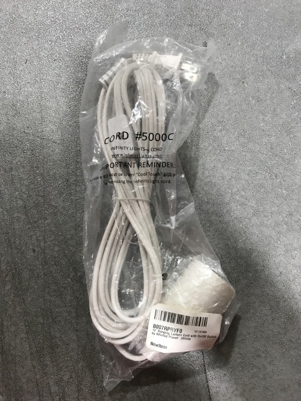 Photo 2 of 12' Hanging Lantern Cord with On/Off Switch by Whirled Planet® (White) UL Listed