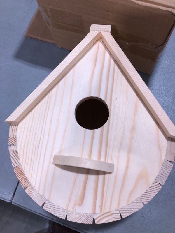 Photo 2 of PDDYIER Wood Bird Houses for Outside, Outdoor Unfinished Wooden Birdhouse for Finch Bluebird Cardinals Hanging Birdhouse Clearance Garden Country Cottages, Bird Box Garden Viewing