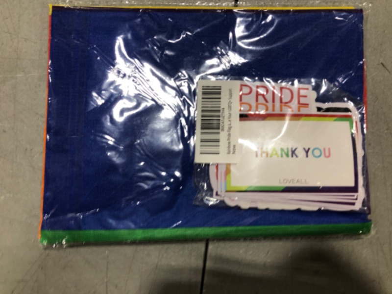 Photo 1 of Rainbow Pride Flag and Sticker Pack - Includes 1 3x5ft Gay Pride Flag and 50 Unique Sticker Designs to Showcase Your LGBTQ+ Support