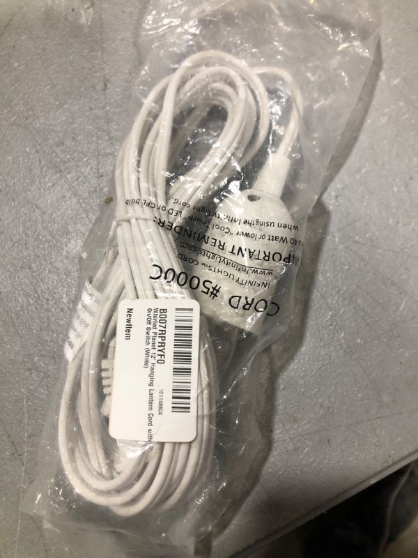 Photo 2 of 12' Hanging Lantern Cord with On/Off Switch by Whirled Planet® (White) UL Listed