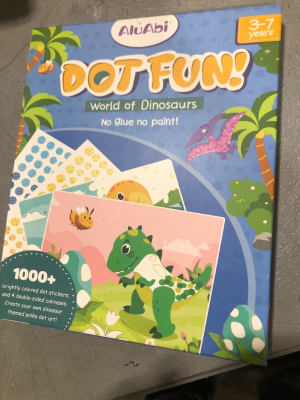 Photo 2 of AluAbi Dot Sticker Art Kit, Crafts for Kids Ages 3-5 4-8, Dinosaurs Reusable Double Side Pad Sticker Books, Gifts for Toddlers boy Birthday Thanksgiving Day Christmas