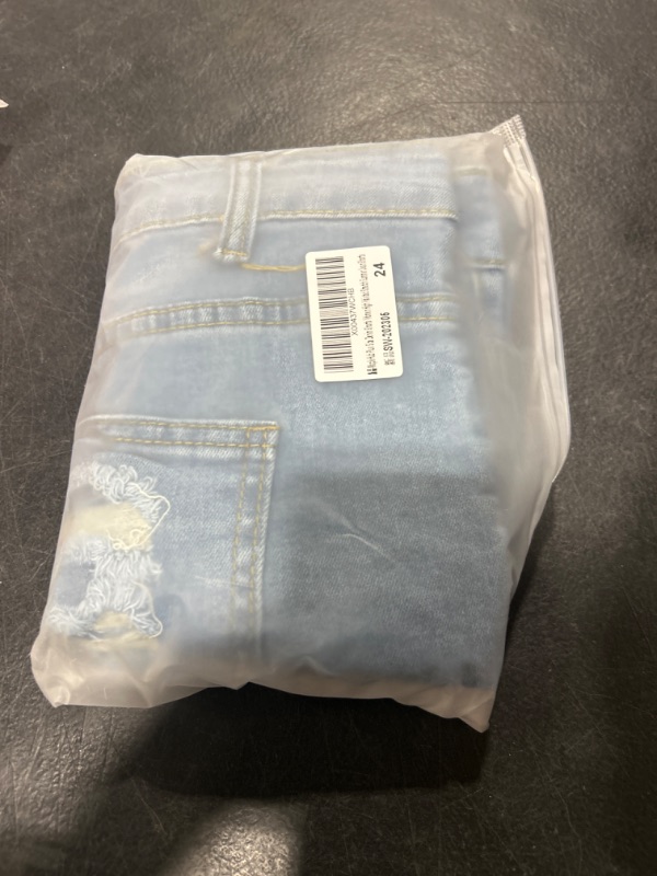 Photo 1 of MapleHub Womens Plus Size Jean Shorts High Waisted Distressed Denim Shorts Casual Ripped Jean Short, Blue Ice 24