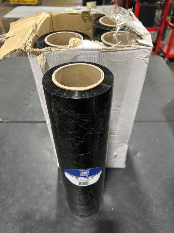 Photo 2 of 18" Stretch Film/Wrap 1500 feet 7 Layers 80 Gauge Industrial Strength 800% Stretch 20 Microns Clear Durable Adhering Packing Moving Heavy Duty Shrink Film (4 Pack, Black)
