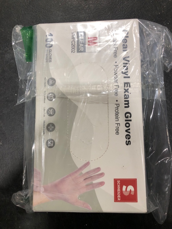 Photo 1 of 100 CLEAR VINYL EXAM GLOVES SIZE MEDIUM