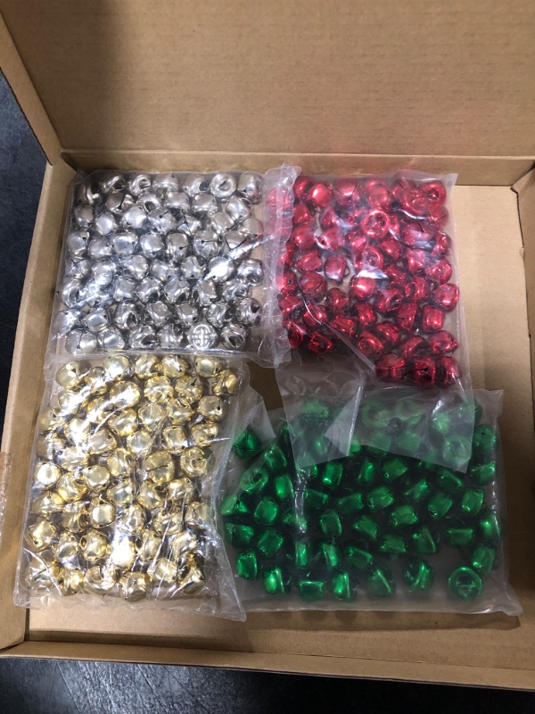 Photo 1 of Augshy 200 Pieces Jingle Bells 3/5Inch Craft Bell Bulk for Christmas Home and Pet Decorations Xmas Decor Party Favors Supplies (Red Green Gold Silver)