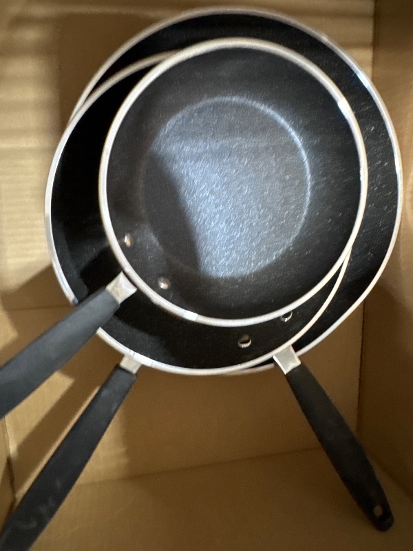 Photo 2 of ***(PARTS ONLY/ HEAVILY USED/ NO RETURNS OR REFUNDS) ***
Granitestone 3 Piece Nonstick Frying Pan Set, 8”, 10” & 12” Nonstick Mineral and Diamond Triple Coated Frying Pans, Nonstick Skillet Set, Omelet Pan, PFOA Free, Dishwasher Safe, Cool Touch Handle