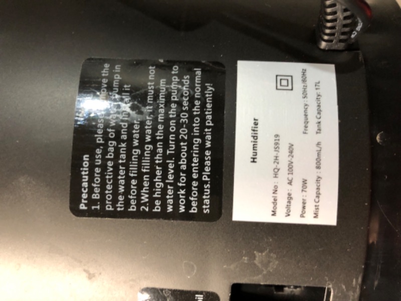 Photo 3 of ***NONREFUNDABLE - MAJOR DAMAGE - THIS SALE FINAL - SEE COMMENTS***
Humidifiers for Large Room Home Bedroom 2000 sq.ft. 17L/4.5Gal Large Humidifier with Extension Tube & 4 Speed Mist,Top Fill Wholehouse Humidifier with 360°Nozzle for Plant Commercial Gree