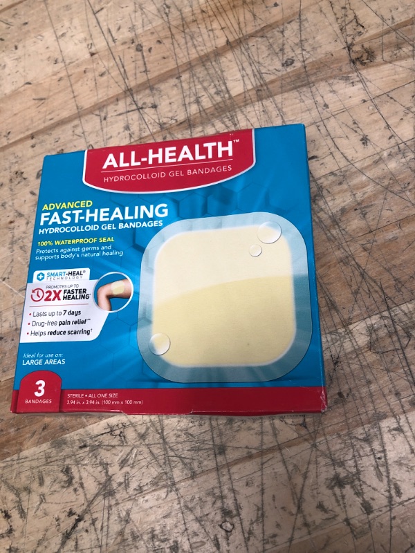 Photo 2 of *3/1/2027* All Health Advanced Fast Healing Hydrocolloid Gel Bandages, Extra Large Wound Dressing, 3 ct | 2X Faster Healing for First Aid Blisters or Wound Care