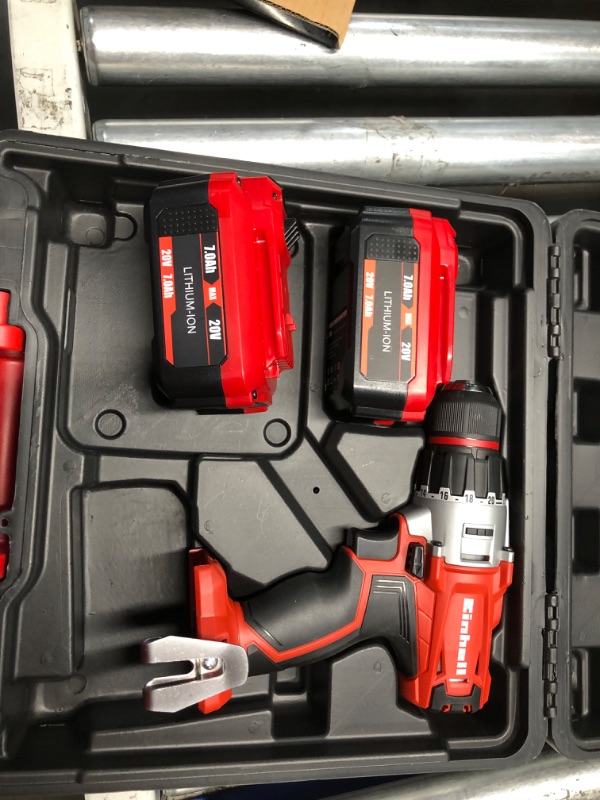 Photo 3 of ***USED - MISMATCHED BATTERIES - SEE COMMENTS***
Einhell TE-CD Power X-Change 18-Volt Cordless 2-Speed 1250 RPM MAX, 20+1 Torque Setting Workshop Drill/Driver, w/Case, Belt Clip, Keyless Chuck, Built-in LED, Kit (w/ 2x1.5-Ah Battery + Fast Charger)