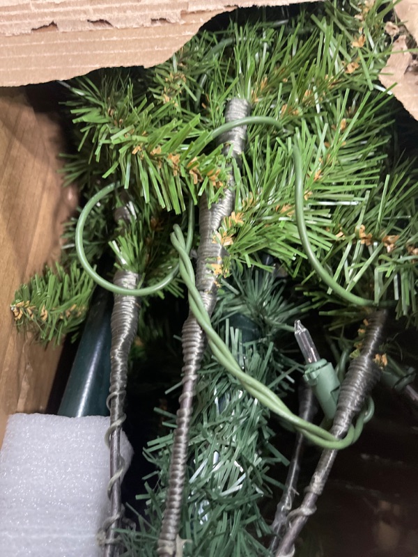 Photo 2 of ***USED - DAMAGED - CORD CUT - SEE PICTURES***
National Tree Company Artificial Pre-Lit Slim Christmas Tree, Green, Kingswood Fir, White Lights, Includes Stand, 7.5 Feet