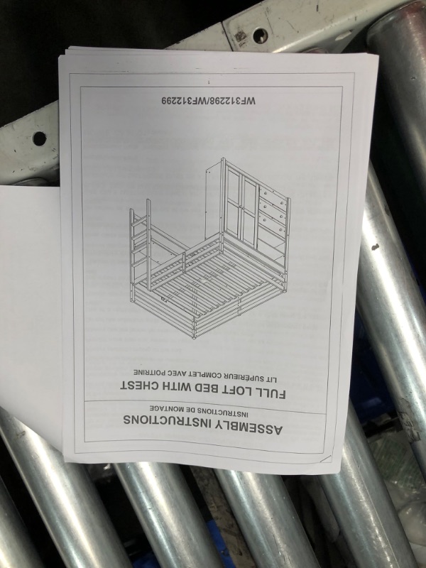 Photo 6 of ****UNKNOWN IF MISSING PARTS , partial set ****DEYOBED Full Bed Frame, Full Size Loft Bed with Desk, Wooden Loft Bed Frame with Built-in Wardrobe, Storage Shelves and Drawers for Kids Teens Adults Bedroom, No Box Spring Needed, Gray