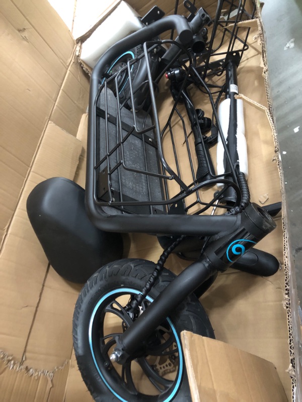 Photo 2 of ***NON-REFUNDABLE, PARTS ONLY, BROKEN, MISSING PARTS, NON-FUNCTIONAL***
Hover-1 Alpha Cargo Foldable Electric Scooter with 300W Brushless Motor, 16 mph Max Speed, 12” Tires, and 15 Mile Range Commuter Scooter for Adults & Teens