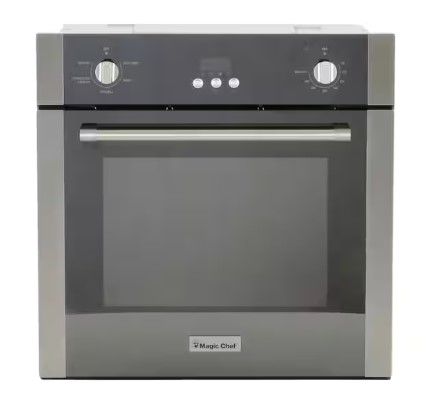 Photo 1 of 24 in. 2.2 cu. ft. Single Electric Wall Oven with Convection in Stainless Steel
