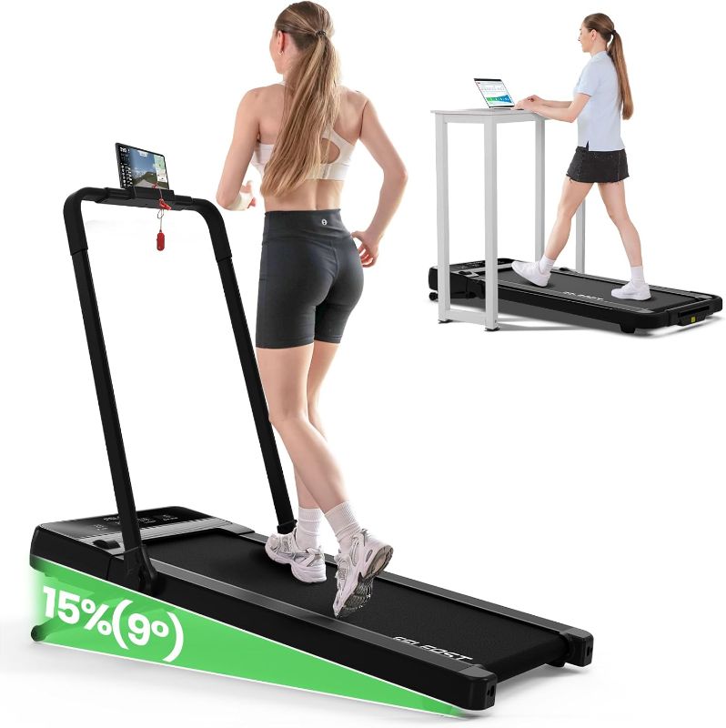 Photo 1 of *ERROR CODE DISPLAYED, FELFAST SUPPORT MUST BE CONTACTED FOR FURTHER ASSISTANCE. TREADMILL WILL NOT BE ABLE TO BE USED UNTIL THEN.*
Walking Pad Treadmill with 15% 9° 8 Level Auto Incline, 2-in-1 Under Desk Foldable Treadmill w/Remote Control, 12 HIIT Mode