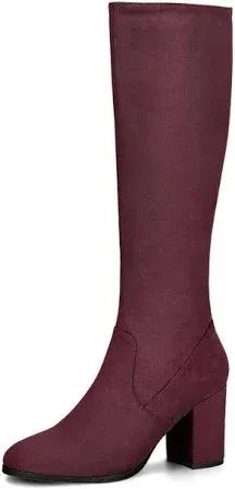 Photo 1 of Allegra K Women's Side Zipper Padded Insole Chunky Heel Knee High Boots 7