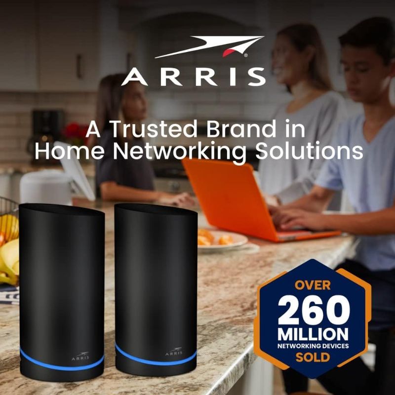 Photo 1 of ARRIS Surfboard mAX 6E W161 Tri-Band Mesh Wi-Fi 6E System | AXE6600 Wi-Fi Speeds up to 6.6 Gbps| 6 GHz Band | Coverage up to 5,500 sq ft | 4.8 Gbps Backhaul | 2 Routers | 2.5 Gbps Ethernet Port