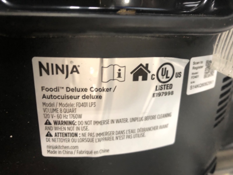 Photo 1 of Ninja FD401 Foodi 12-in-1 Deluxe XL 8 qt. Pressure Cooker & Air Fryer that Steams, Slow Cooks, Sears, Sautes, Dehydrates & More, with 5 qt. Crisper Basket, Deluxe Reversible Rack & Recipe Book, Silver