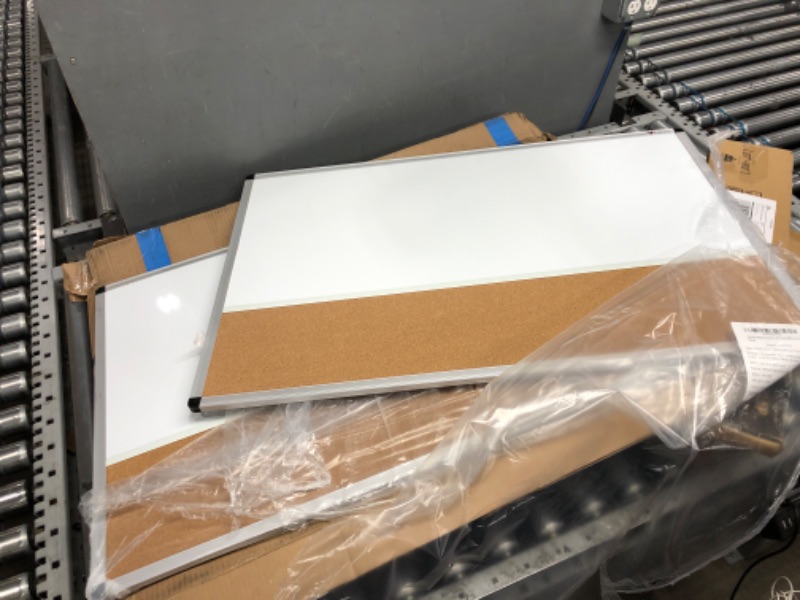Photo 1 of 2 pack VIZ-PRO Magnetic Dry Erase Board and Cork Notice Board Combination, 36 X 24 Inches, White Bulletin Board for School Office and Home