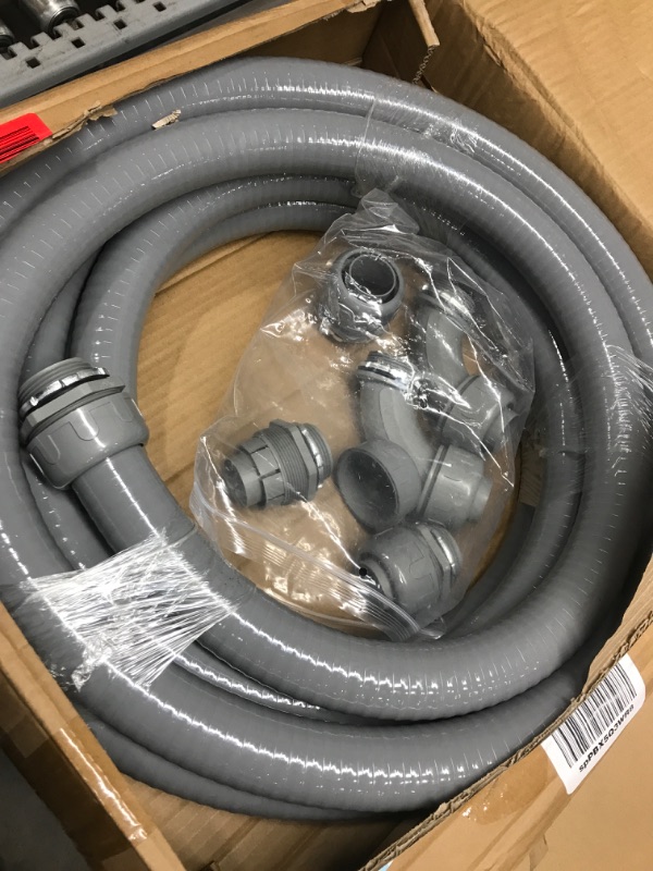 Photo 2 of 1-1/4inch 25FT Electrical Conduit Kit,with 4 Straight and 2 Angle Fittings Included,Flexible Non Metallic Liquid Tight Electrical Conduit(1-1/4" Dia, 25 Feet)