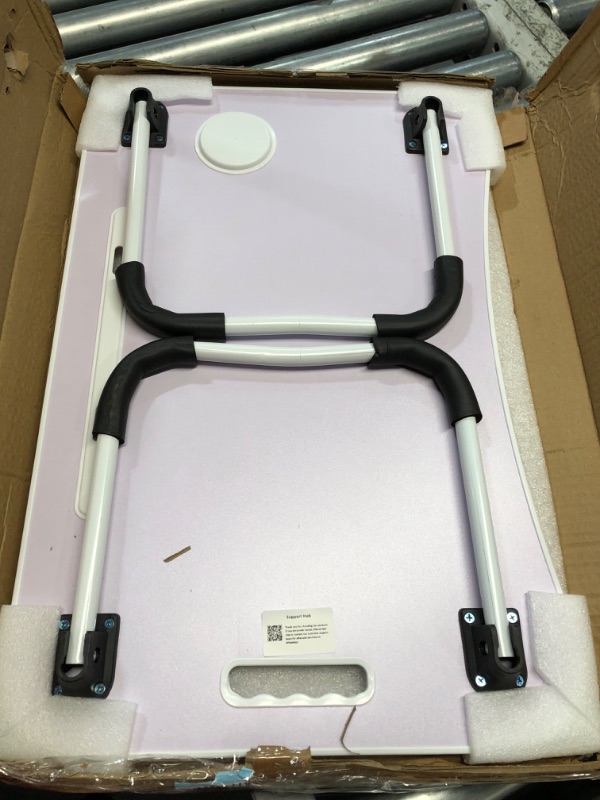 Photo 3 of ***USED - COLOR DIFFERS FROM STOCK PHOTO - SEE PICTURES***
Foldable Laptop Table, Portable Lap Desk Bed Table Tray, Laptop Stand with Cup Holder & Tablet Slot & Lifting Handle for Working Writing Drawing & Eating (Pink)