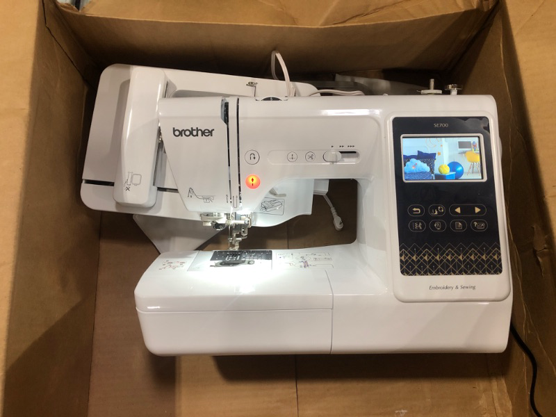 Photo 2 of Brother SE700 Sewing and Embroidery Machine, Wireless LAN Connected, 135 Built-in Designs, 103 Built-in Stitches, Computerized, 4" x 4" Hoop Area, 3.7" Touchscreen Display, 8 Included Feet, White