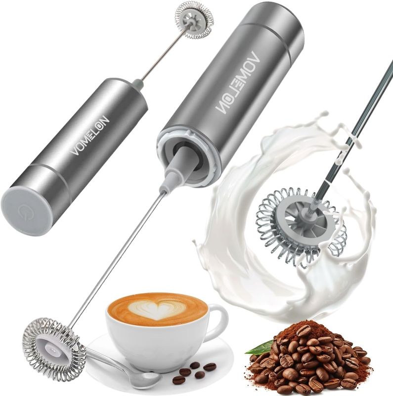 Photo 1 of 
VOMELON Milk Frother, Handheld Battery Operated Frother for Coffee,Portable Drink Mixer with 2 Stainless Steel Whisk Heads, Milk Foamer for Keto Coffee,...