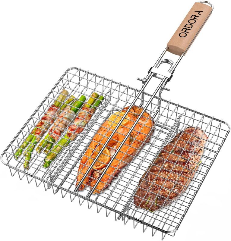 Photo 1 of 
ORDORA Grill Basket, Fish Grill Basket, Rustproof Stainless Steel BBQ Grilling Basket for Meat,Steak etc, Grill Accessories,Grilling Gifts for Men Dad
