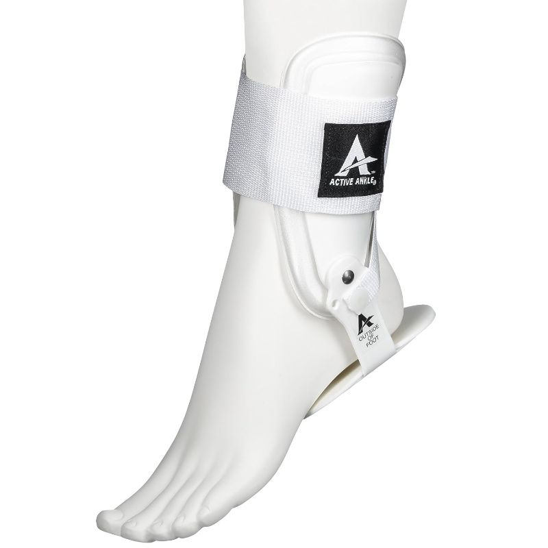 Photo 1 of Active Ankle T2 Ankle Brace, White Ankle Support for Men & Women, Ankle Braces for Sprains, Stability, Volleyball, Cheerleading, Medium
