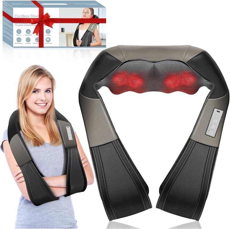 Photo 1 of 
JQX Neck Massager, Cordless Shiatsu Neck and Back Massager with 5 Speed Levels, Shoulder Massager with 3D Kneading Massager, Relax Muscles at Home& Offie& Car, Best Gifts for Women Men Mom Dad