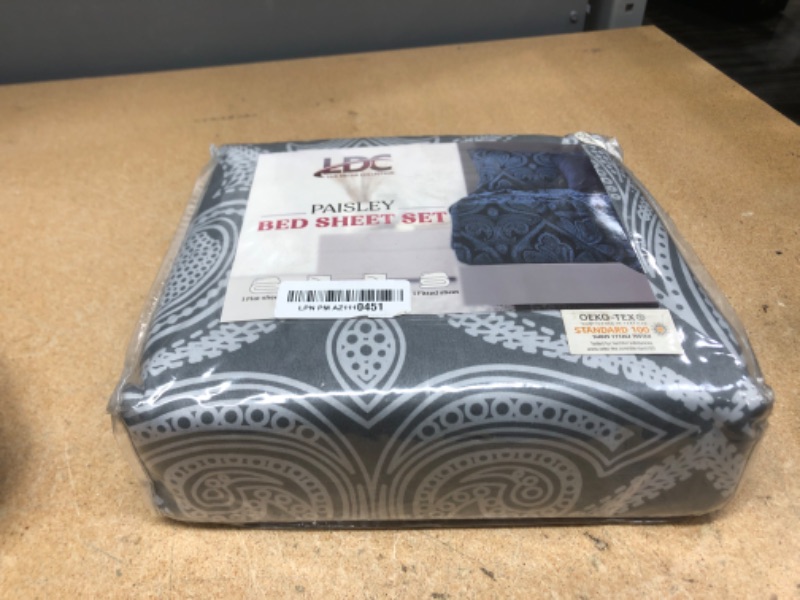 Photo 1 of LUX Decor Paisley King Sheet Set, 6 PC Soft Microfiber Wrinkle Free Sheets - Luxurious Printed Bed Sheets Includes Flat Sheet, Fitted Sheet with Deep Pockets, & 4 Pillowcases - Navy Blue