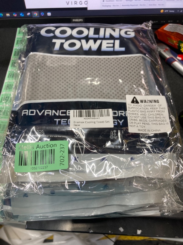 Photo 1 of Eramax Cooling Towel for Neck & Face - Heat Relief Cooling Rag Set - 2 Pack (Blue & Grey), with UPF 50+, 29.5'' x 13'', for Sports, Golf, Gym, Yoga, Workout & Outdoor Activities, Last up to 5 Hours