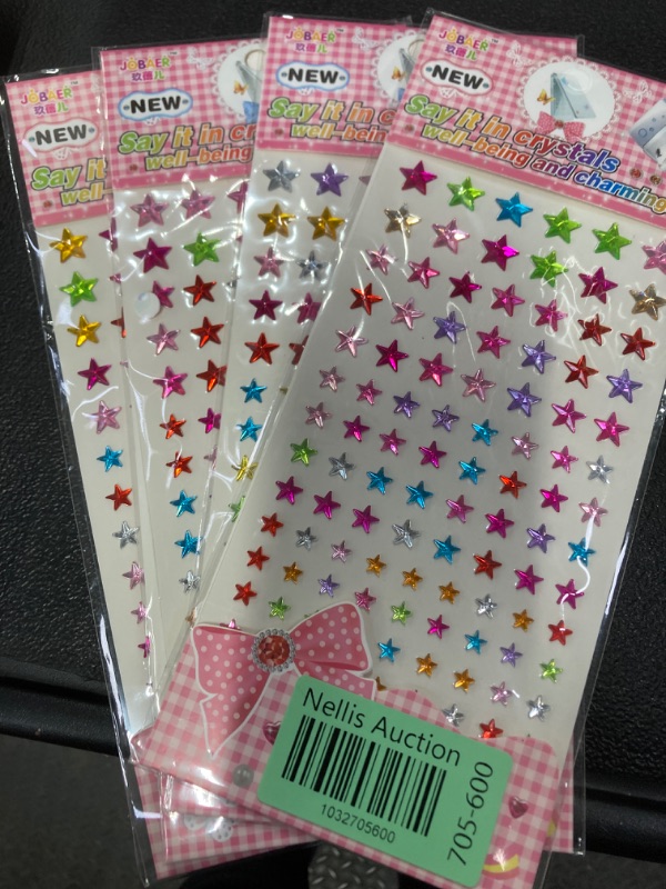 Photo 2 of 4 packs-Stars Pattern Face Gems Jewels Self Adhesive Rhinestones Halloween Rave Party Rainbow Body Face Eye Hair Gems Stickers Women Festival Accessory and Crafts Nail Decorations (Colorful Stars)