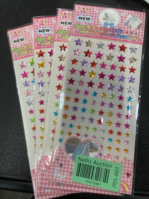 Photo 2 of 4 packs-Stars Pattern Face Gems Jewels Self Adhesive Rhinestones Halloween Rave Party Rainbow Body Face Eye Hair Gems Stickers Women Festival Accessory and Crafts Nail Decorations (Colorful Stars)