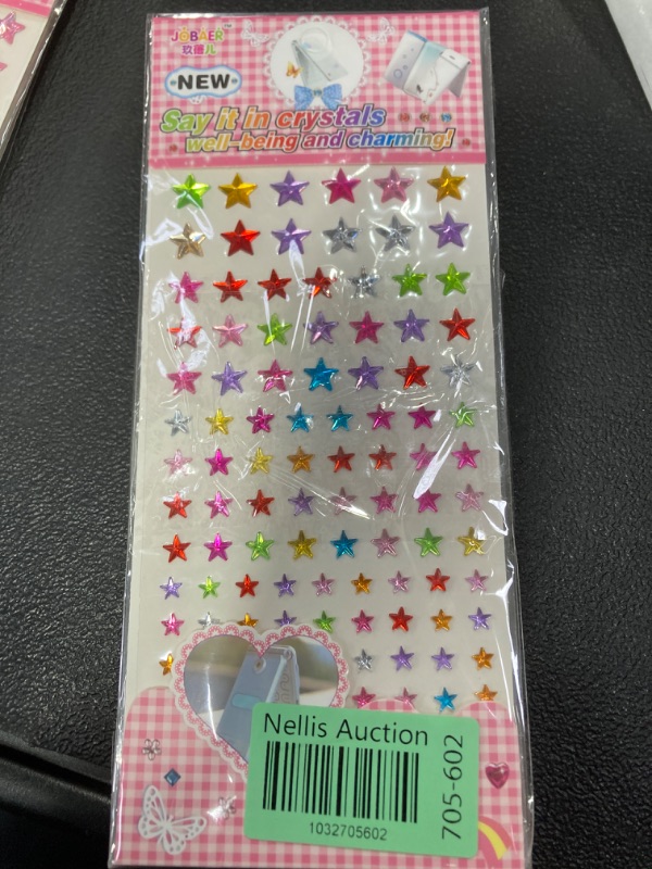 Photo 2 of 4 Packs-Stars Pattern Face Gems Jewels Self Adhesive Rhinestones Halloween Rave Party Rainbow Body Face Eye Hair Gems Stickers Women Festival Accessory and Crafts Nail Decorations (Colorful Stars)