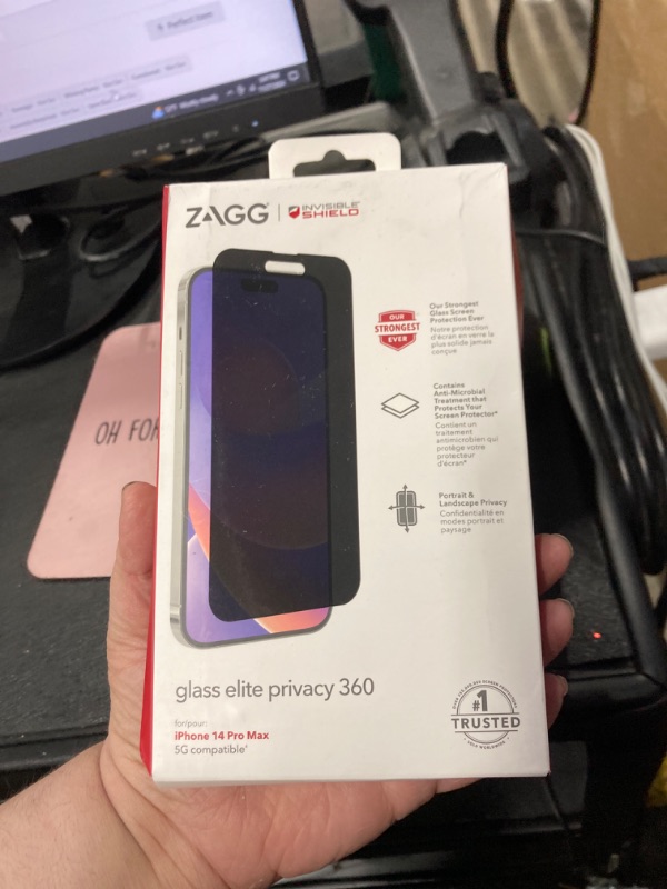 Photo 1 of ZAGG Invisible Shield Glass Elite Privacy 360 Screen Protector for Apple iPhone 14 Pro Max - Four-Way Privacy Filter, 5X Tougher, Anti-Fingerprint Technology, Easy to Install