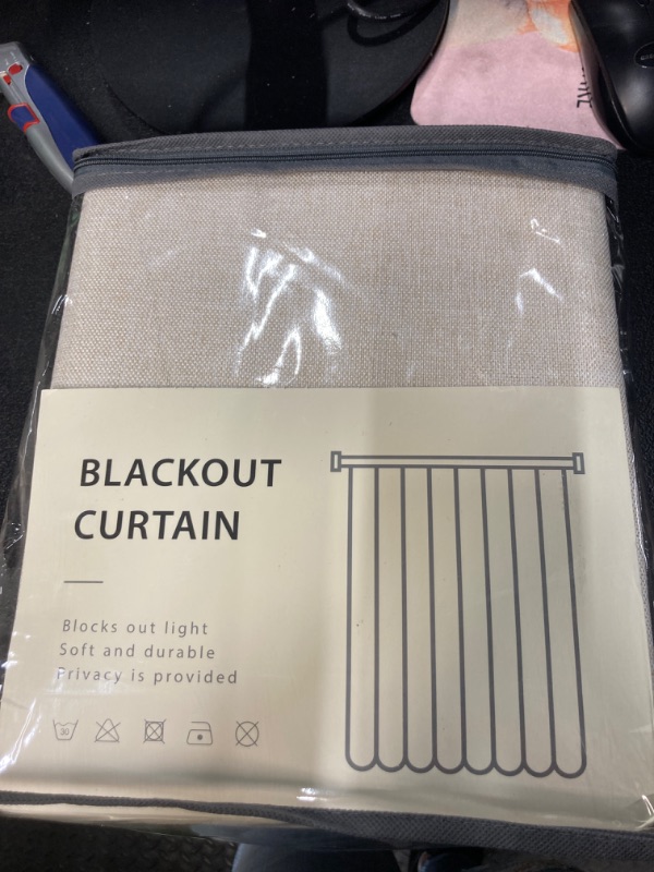 Photo 2 of 100% Blackout Shield Linen Blackout Curtains for Bedroom 84 Inches Long,Back Tab/Rod Pocket Living Room Drapes,Thermal Insulated Textured Blackout Curtains 2 Panels Set,50" W x 84" L,Cream Cream 50''W x 84''L