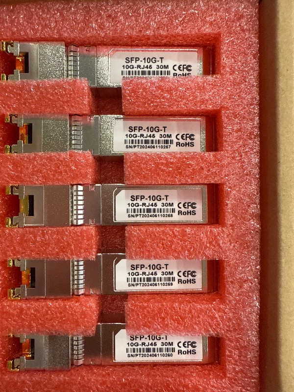 Photo 3 of 10PACK 10G SFP+ RJ45 Copper Transceiver, 10G T Copper Module 10GBase-T SFP CAT.6a/7 up to 30 Meters Compatible with Cisco,Ubiquiti,Netgear,D-Link,Supermicro,TP-Link,Broadcom Mikrotik,Unifi