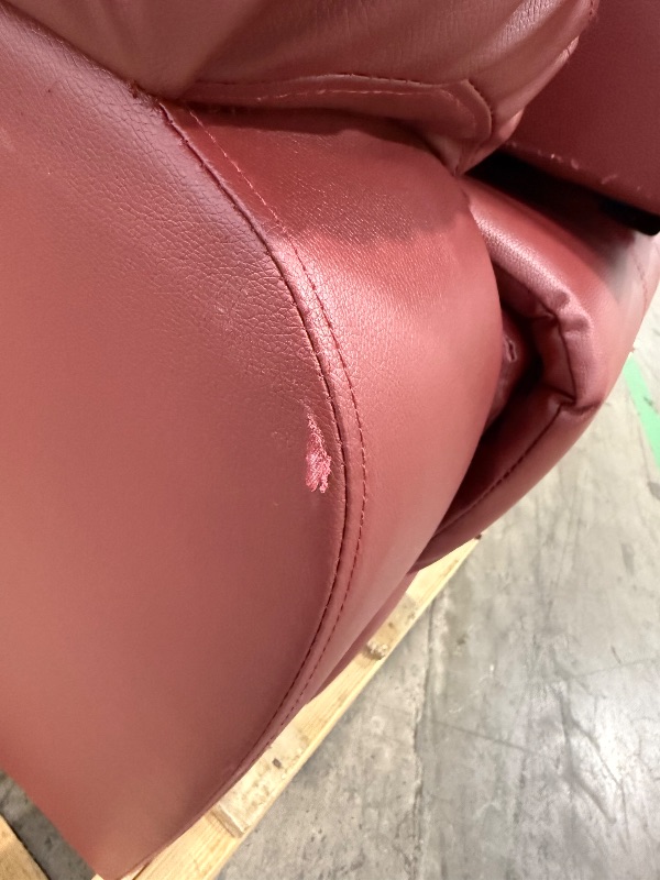 Photo 1 of  ((((Photo for reference)) )Bonded Leather Sofa Set Living Room Furniture, Reclining Sofa Set Leather Recliner Couch with Cup Holder/Storage Console for Living Room (Loveseat and Sofa, Red)