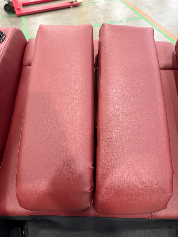 Photo 1 of  ((((Photo for reference)) )Bonded Leather Sofa Set Living Room Furniture, Reclining Sofa Set Leather Recliner Couch with Cup Holder/Storage Console for Living Room (Loveseat and Sofa, Red)