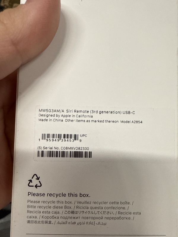 Photo 1 of Apple TV Siri Remote (3rd Generation)