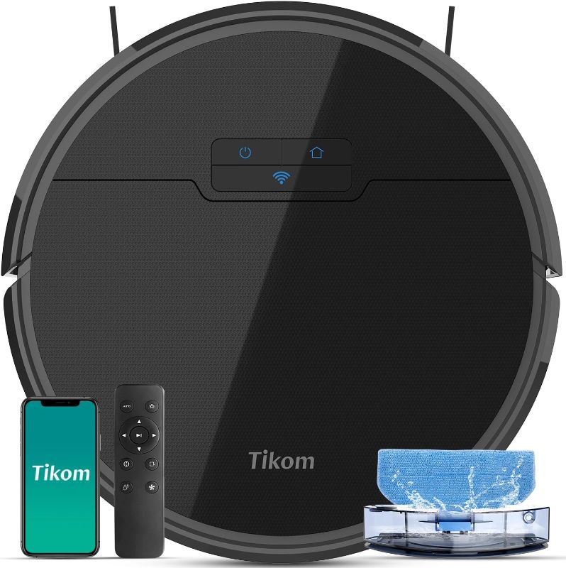 Photo 1 of ***USED, MISSING REMOTE*** Tikom Robot Vacuum and Mop Combo, Robot Vacuum Cleaner with Powerful Suction, Super Thin, Self-Charging Robotic Vacuum Cleaner for Carpet, Pet Hair, Hard Floors, APP & Remote Control
