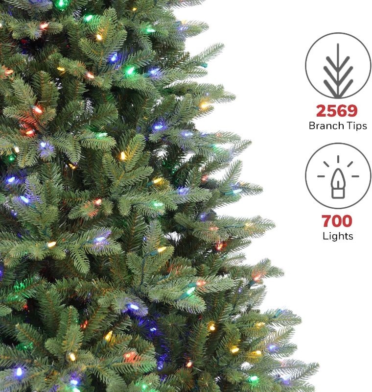 Photo 3 of 7.5 ft Twinkly Pre-Lit Aspen Pine Quick Set Artificial Christmas Tree, App-Controlled Multi-Color RGB Lights
