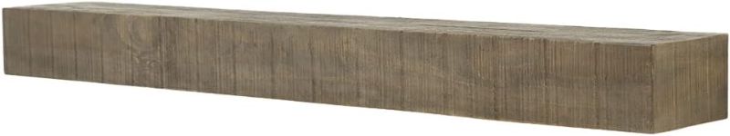 Photo 1 of Country Living Wood Fireplace Mantel Shelf - Stockbridge 60 Inch Beach Sand Finish | Rustic Distressed Pine Beam with Hand-Hewn Details; for Fireplaces, Hearths & Décor