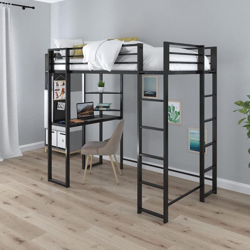 Photo 1 of Abode Twin Size Metal Loft Bed, Black