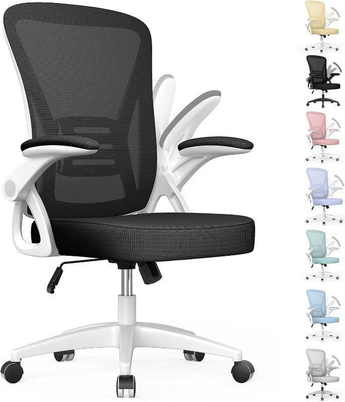 Photo 1 of 
Play Video
Click to see more videos






7 VIDEOS

naspaluro Ergonomic Office Chair, Mid-Back Computer Chair with Adjustable Height, Flip-Up Arms and Lumbar Support, Breathable Bright White Mesh Desk Chair for Home Study Working